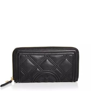 Tory Burch Fleming Quilted Leather Continental Wallet, Black